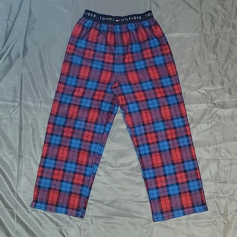 Tommy Hilfiger Boy's plaid pajama pants size 8/10 red and blue LOT-J